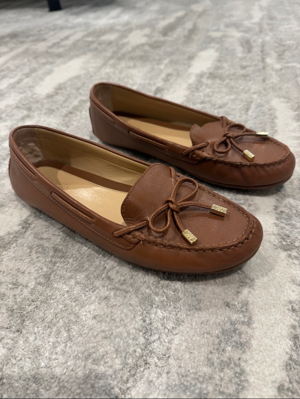 Michael Kor’s Women’s Brown Leather Bow Loafers